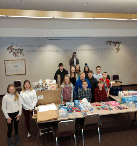 Youth Group Making Care Bags For Wachter Middle School